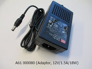 A61 000080 Adaptor, 12V/1.5A/18W